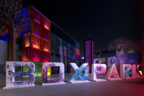 The facades of the Box Park are transformed into adaptable screens thanks to...