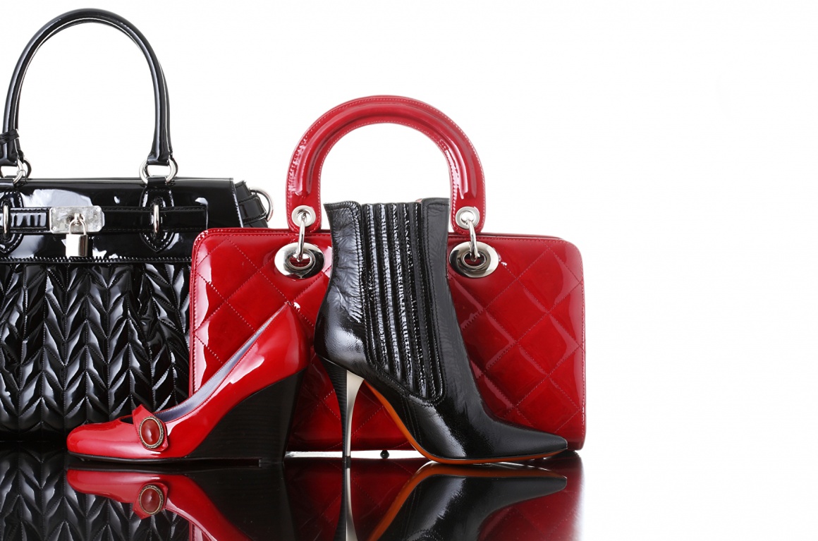 Shoes and bags in red and black
