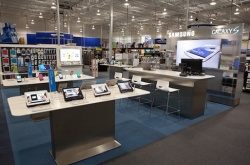Within the larger shops, the Samsung Connected Solutions area creates a place...
