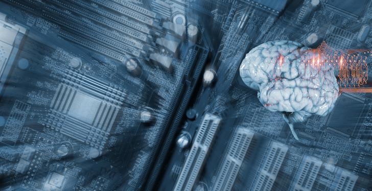 Brain and computer motherboard; copyright: panthermedia.net / christian lagerek...