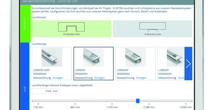 Mockup of a tablet with a lighting configurator for customers...