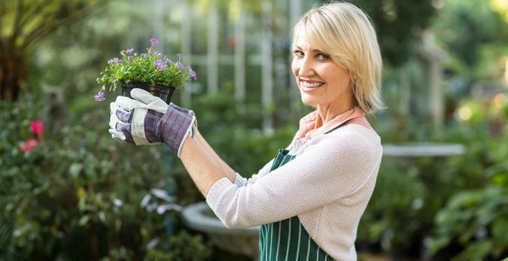 Female gardener at work