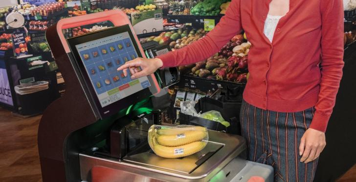 Self-Checkout System von Toshiba mit Bananen