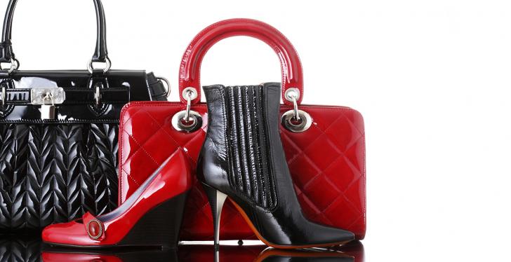 Shoes and bags in black and red