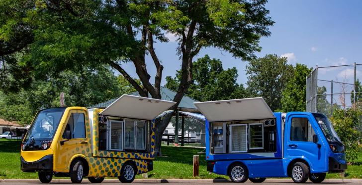 Photo: Electric vehicles for safe on-the-go food distribution during pandemic...