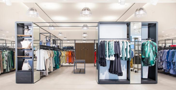 The interior of a modern fashion store