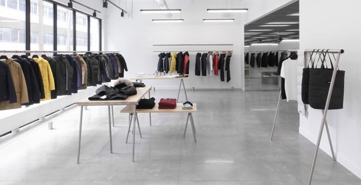 A modern, very simple and minimalistically furnished fashion showroom...