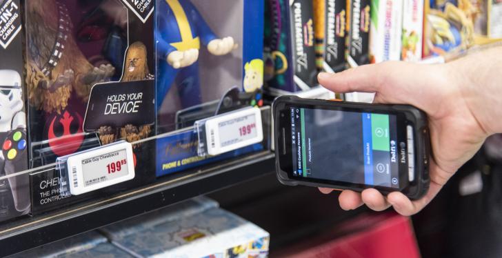 Smartphone on shelf