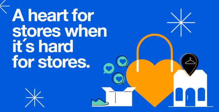 Graphic from Zalando with lettering: A heart for stores when it is hard for...