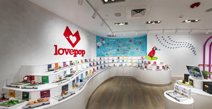 New Lovepop store from the inside, colorful furniture...
