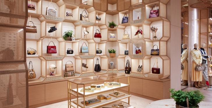 new store from the inside, bags  presented in a shelf...