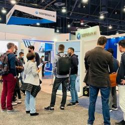 Thumbnail-Photo: AI Kiosks from DeepBrain AI at CES 2022 in Las Vegas...