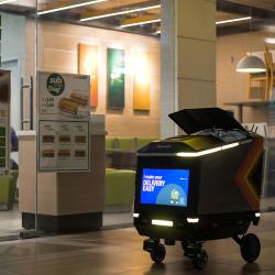 Thumbnail-Photo: Fully autonomous delivery robot delivering in both indoor and outdoor...