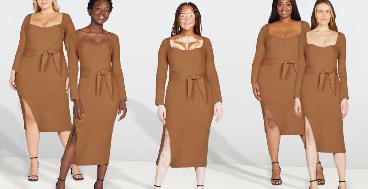 Five women in brown dresses