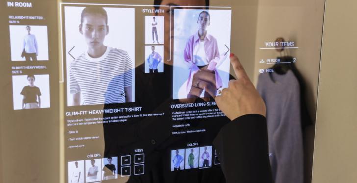 A person using a smart mirror