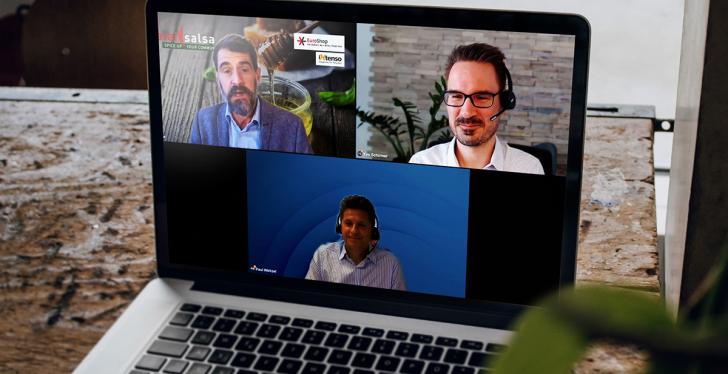 Three men at a webtalk; copyright: beta-web GmbH