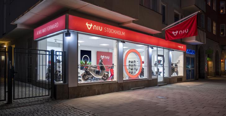Exterior view of the NIU electric scooter store