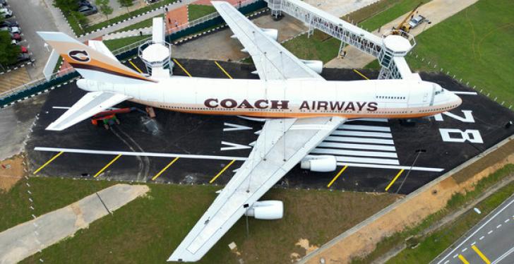 A Boeing 747 on an airfield