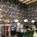View of the cash desk with Flamingo wallpaper in the background...