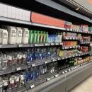 Refrigerated shelf with drinks in an Amazon Go store...