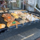 Easter cookies in a shop window of a bakery.