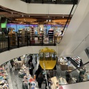 The yellow gondolas in the Thalia flagship store.