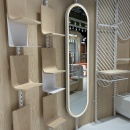 Modular shelving systems and organically shaped components such as shelf boards....