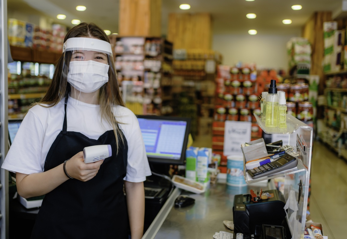 A young employee works in a retail company