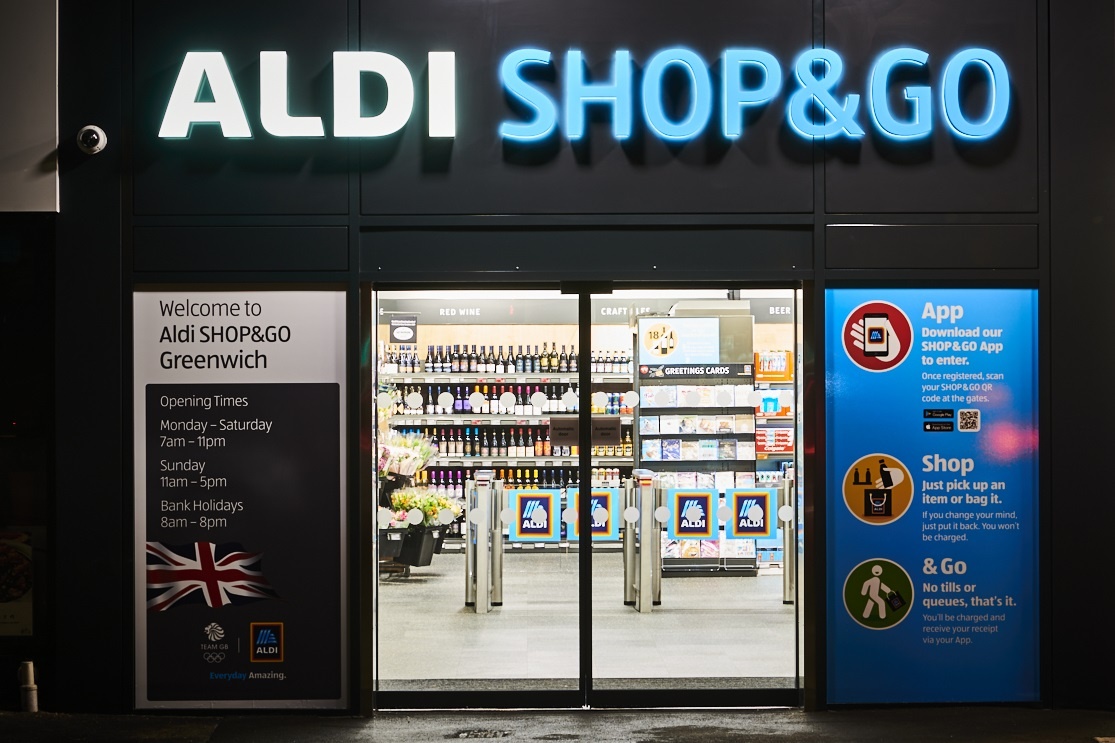 Front view of the new Aldi store in London