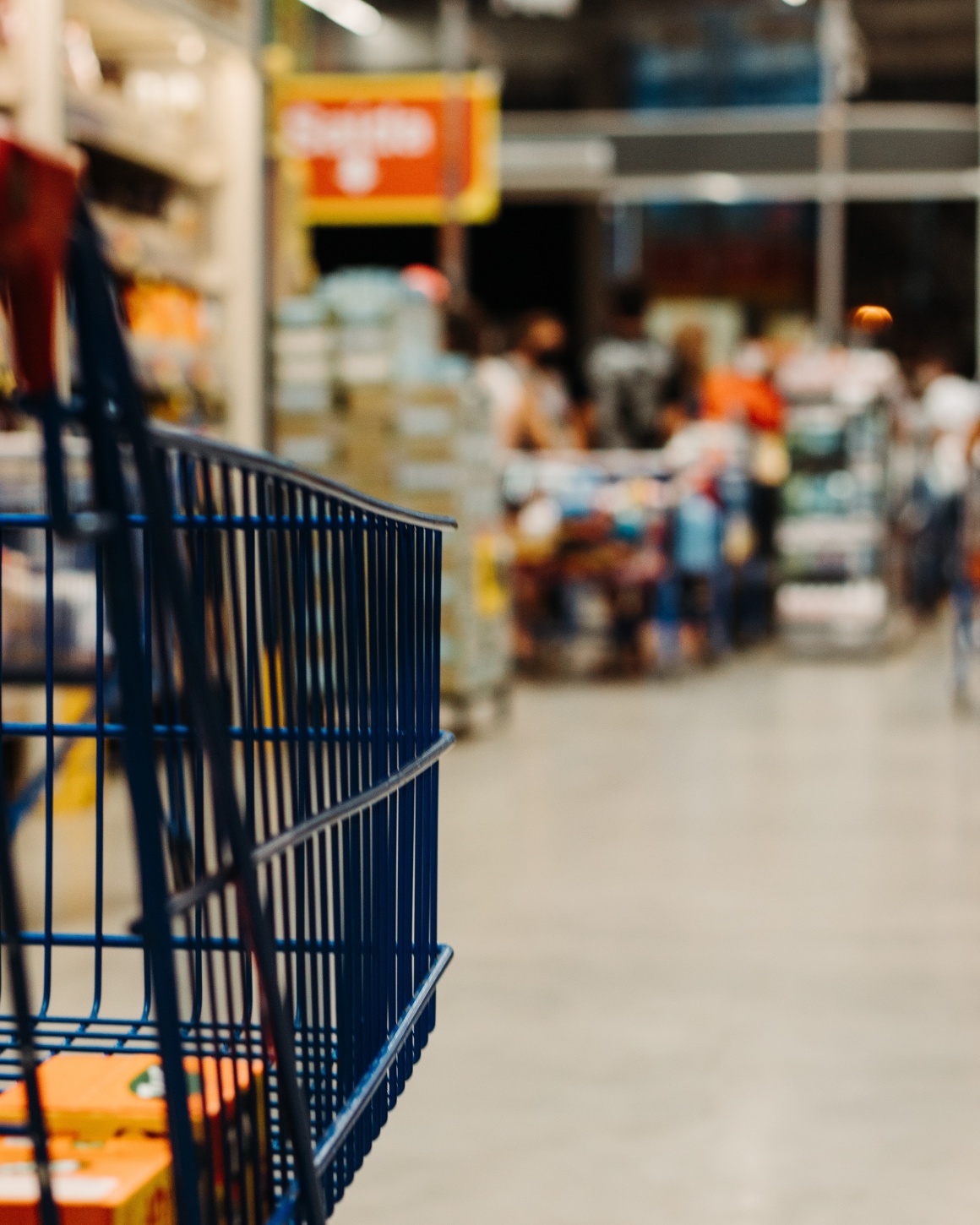 A shopping cart in a store