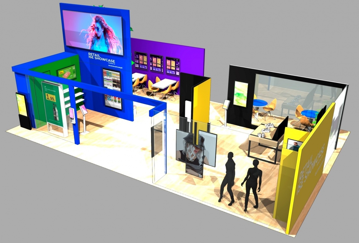 Mockup of a trade show booth at ISE 2022; copyright: ISE...