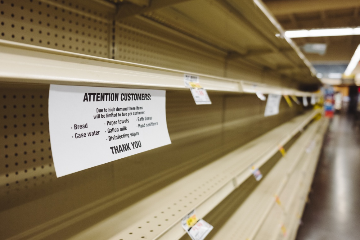 An empty shelf in a store