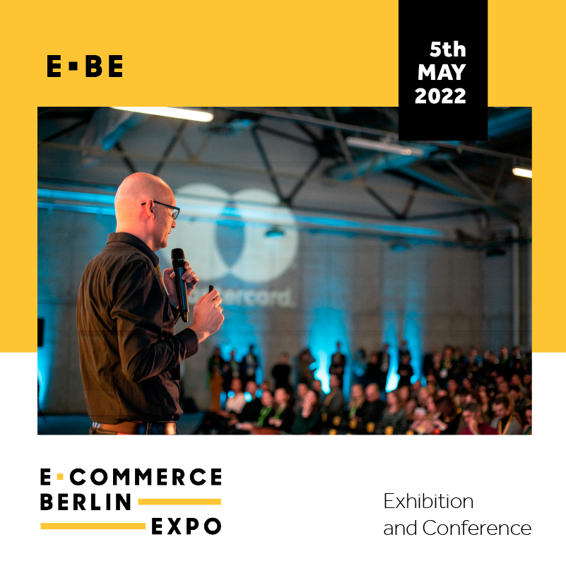 A person speaks in front of an audience at the E-commerce Expo 2022 in Berlin...