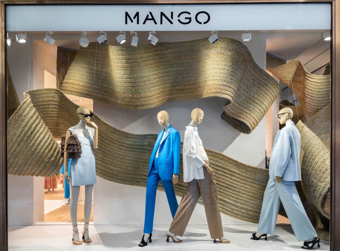 Four mannequins in the window of the new Mango store in New York...