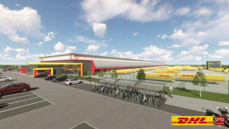Animated image of a DHL storage facility