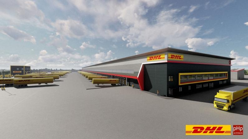 Animated image of a DHL storage facility