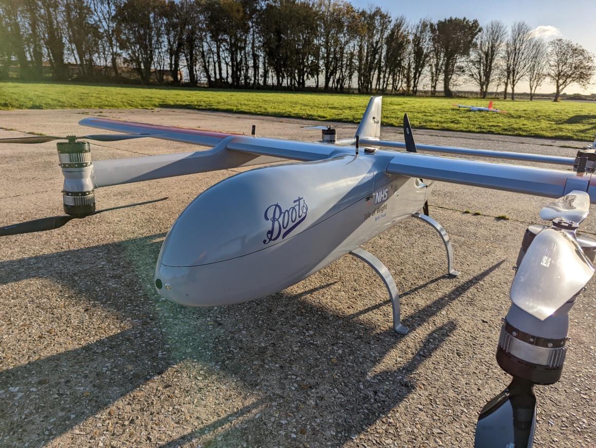 A drone on an airfield