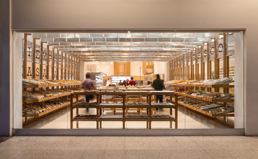 View from the outside into a bakery