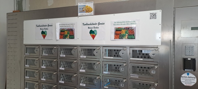 A vending machine from which goods can be purchased....