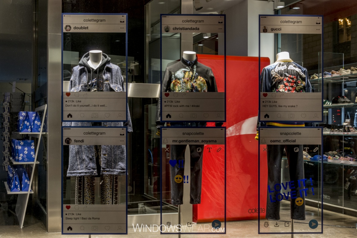 Colette, Paris, June 2016: Clothes were decorated with instagram comments....