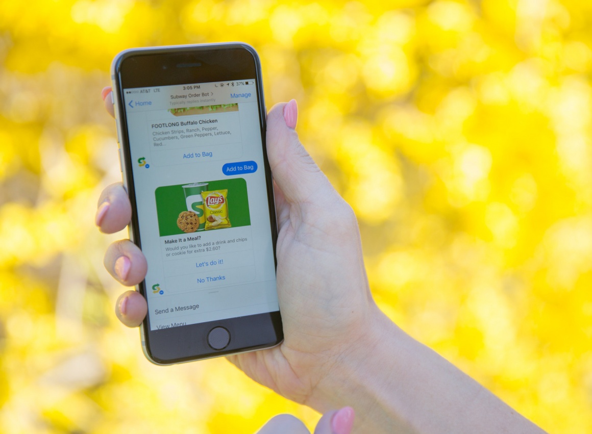 With Subway restaurant’s new bot for Messenger, guests can order sandwiches...