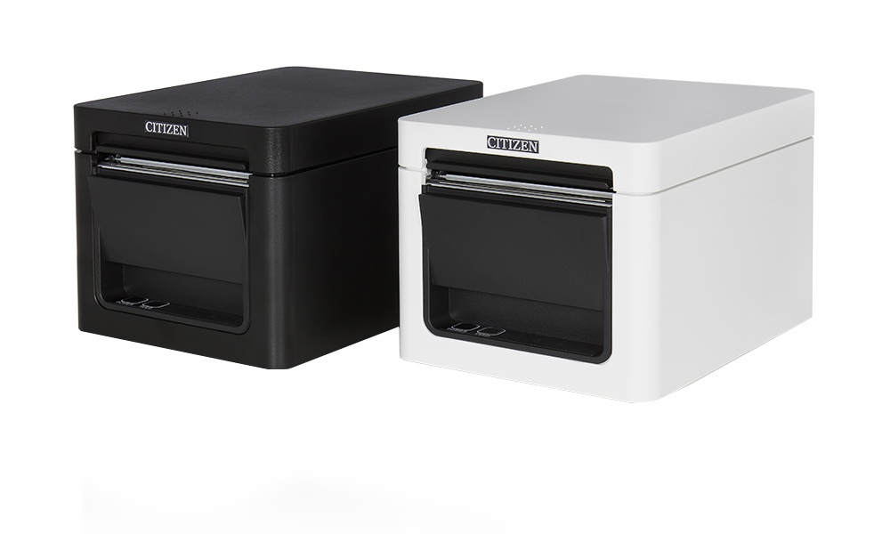 Photo: Two printers with white and black housings for the point of sale;...