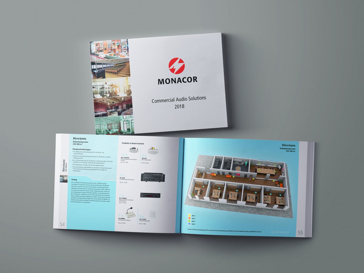 Photo: Cover and open version of a Monacor brochure; copyright: Monacor...