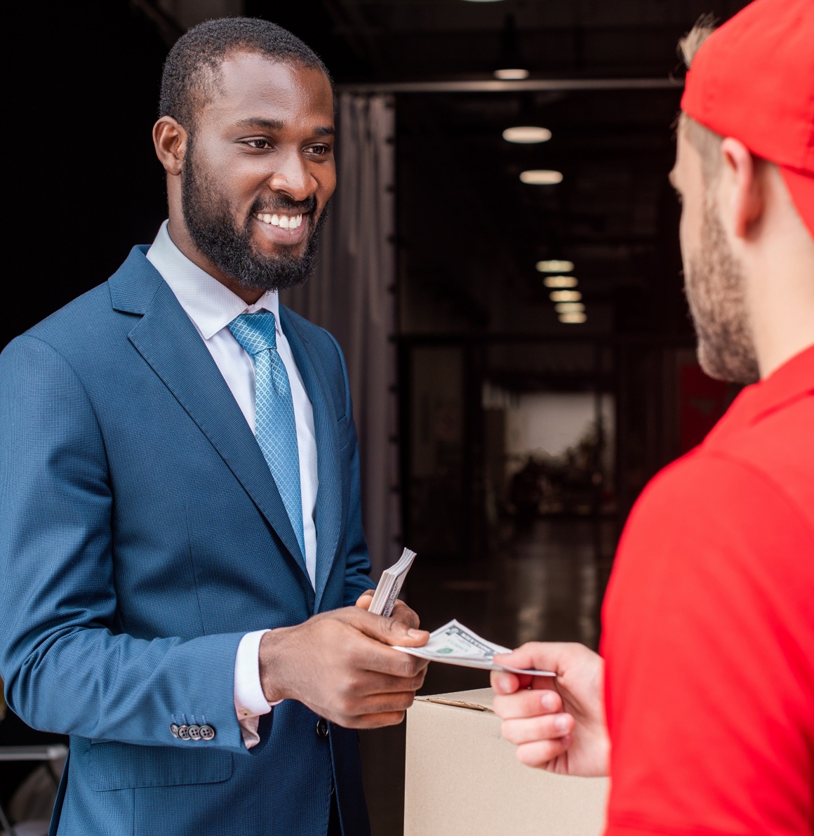 Man accepts delivery and pays cash on delivery