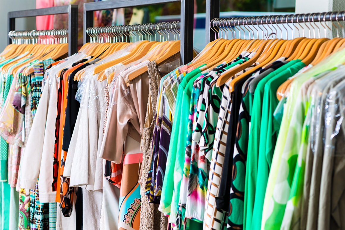 dresses in a boutique