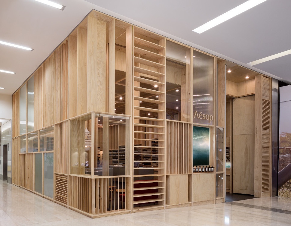 Aesop Bondi Junction Signature Store made of wood