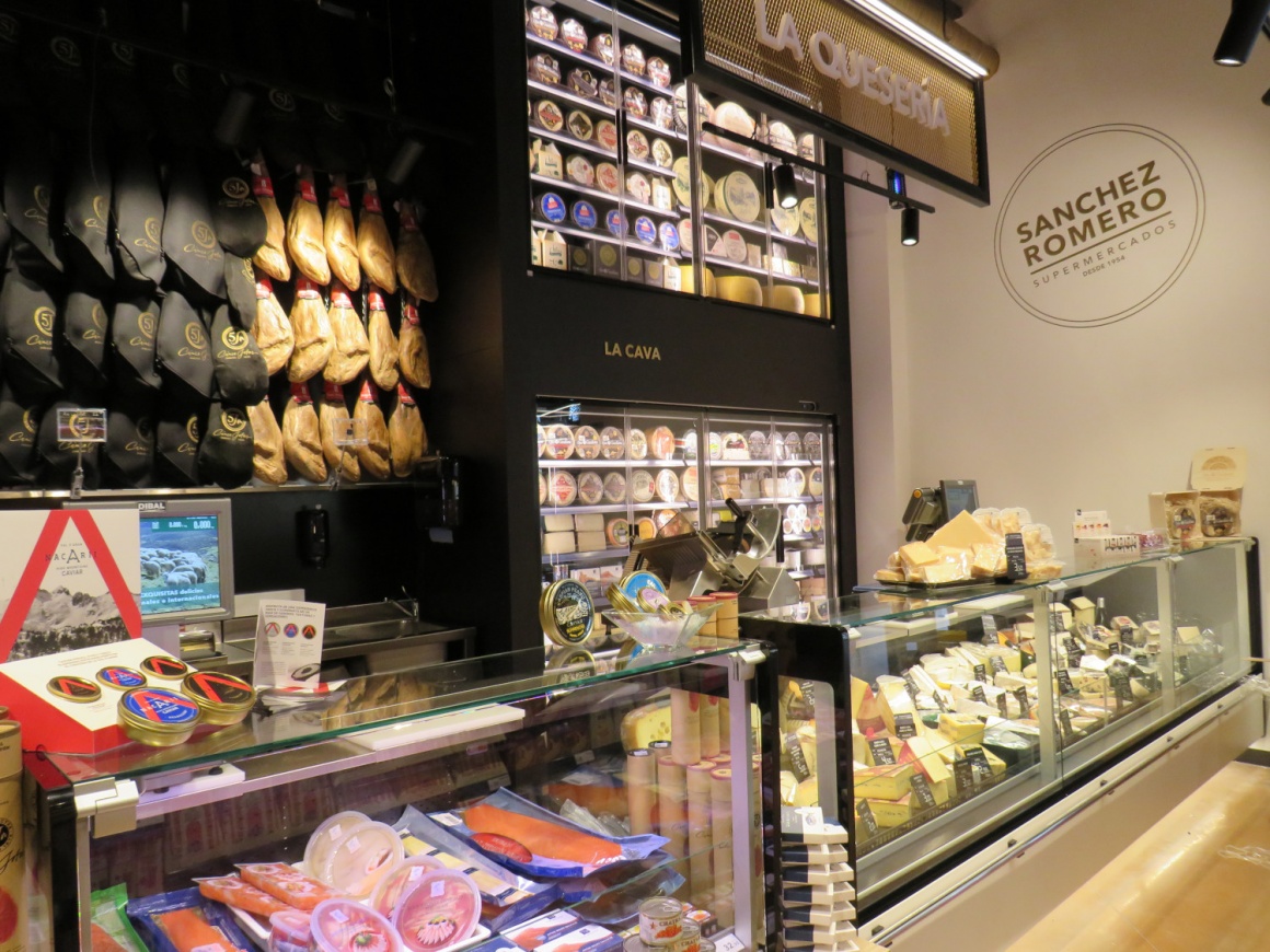 A cheese counter in the supermarket