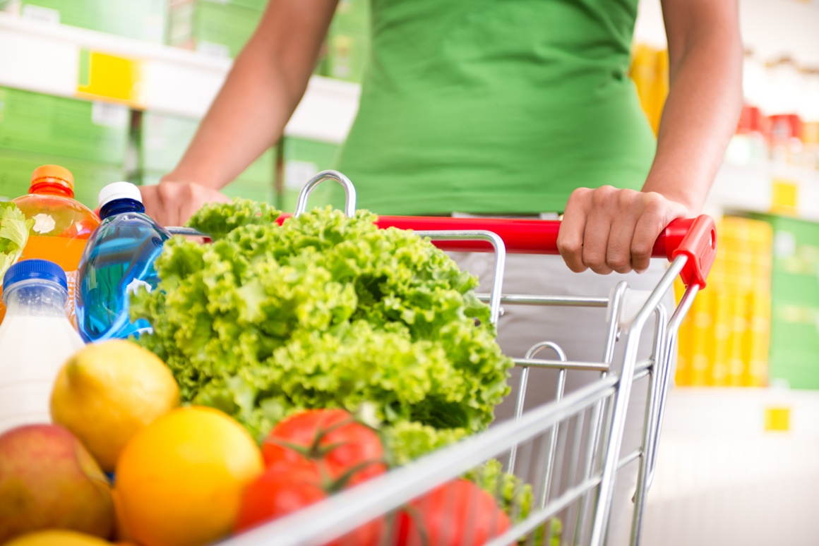 A filled shopping cart