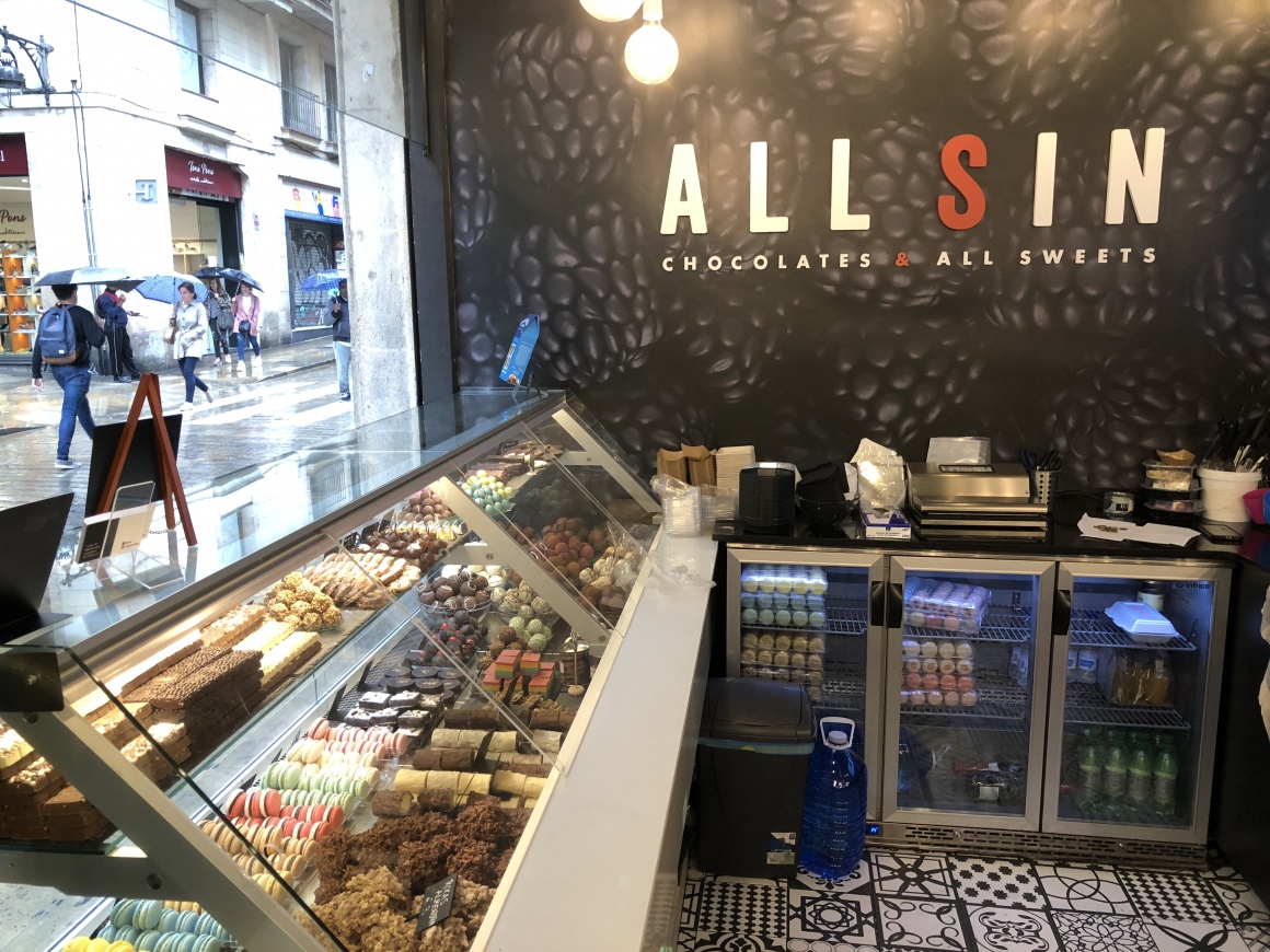 A counter with sweets for the street sale