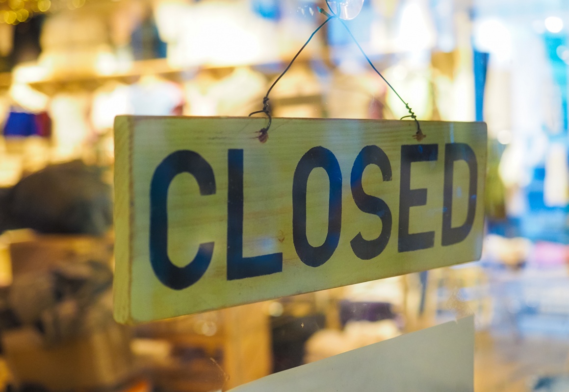 Closed sign in a store window